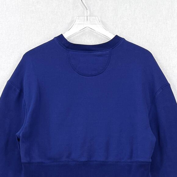 EVERLANE Long Sleeve Cropped Crewneck Sweatshirt Womens Medium Blue Relaxed - Picture 6 of 14